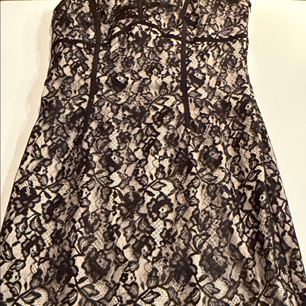 White House Black Market Strapless Black Lace Dress